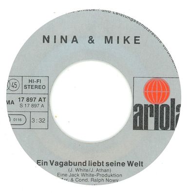 7" Nina & Mike - Ein Vagabund liebt seine Welt ( Ohne Cover )