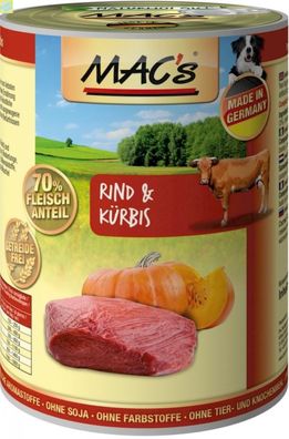 6 x MACs Dog Rind &amp; Kürbis 400g