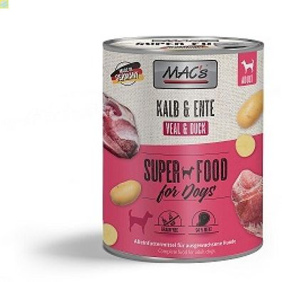 6 x MACs Dog Kalb &amp; Ente 800g