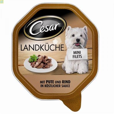 14 x Cesar Schale Landküche mit Pute &amp; Rind in köstlicher Sauce 150g