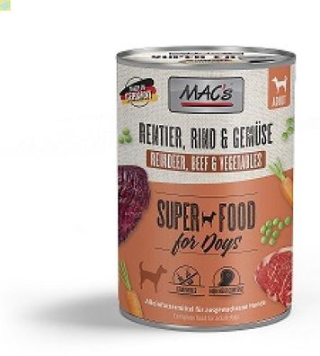 6 x MACs Dog Rentier, Rind &amp; Gemüse 400g