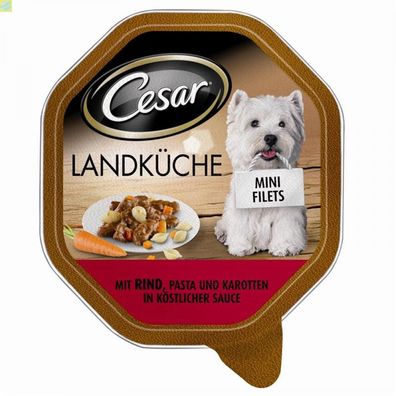 14 x Cesar Schale Landküche mit Rind, Pasta &amp; Karotten in köstlicher Sauce 150g