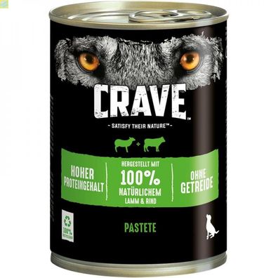 6 x Crave Dog Dose Lamm &amp; Rind 400 g