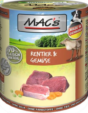 6 x MACs Dog Rentier, Gemüse &amp; Pasta 800g