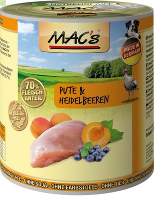 6 x MACs Dog Pute &amp; Heidelbeeren 800g