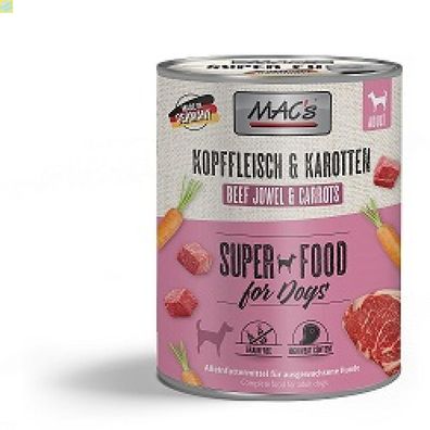 6 x MACs Dog Kopffleisch &amp; Karotten 800g