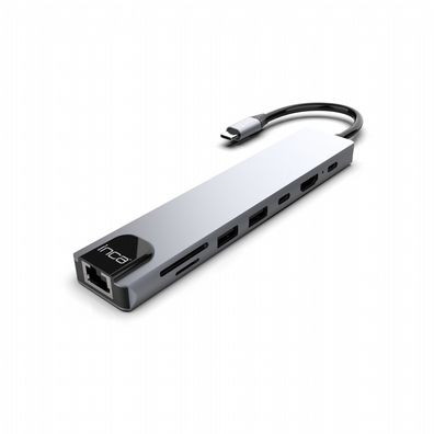 INCA USB-C HUB Type-C-Hub Aluminiumgehäuse 8 Ports USB, Ethernet, HDMI und mehr