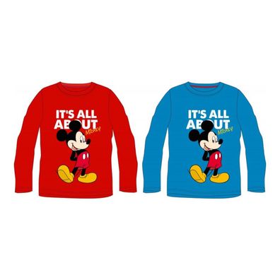 Mickey Mouse "It's all about" Langärmeliges T-Shirt für Jungen | Rot & Blau