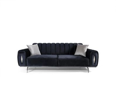Design Dreisitzer Schwarz Sofa 3 Sitzer Stoffsofa Polstersofa Couch