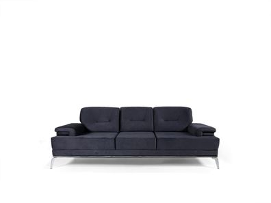 Couch Dreisitzer Stoffsofa Design Blau Sofa 3 Sitzer Polstersofa
