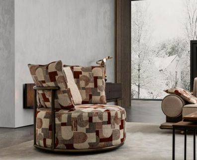 Modern Mehrfarbig Sessel Design Sofa Sitzer Luxus Relax Textil Lounge Polster