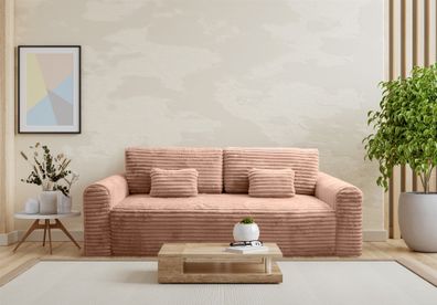 Schlafsofa Designersofa Sofa 3-Sitzer GWEN in Stoff Vito Rosa