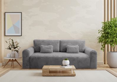 Schlafsofa Designersofa Sofa 3-Sitzer GWEN in Stoff Vito Grau