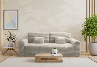 Schlafsofa Designersofa Sofa 3-Sitzer GWEN in Stoff Vito Creme