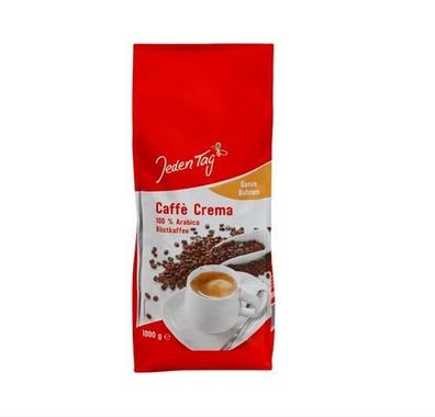Caffe Crema Arabica Röstkaffe Bohne 100% 1kg von Jeden Tag - Varianten 1-6 Stck.