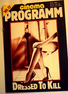 Cinema Programm Filmprogramm Dressed To Kill Brian De Palma Nr. 10 ca. 15 x 22cm