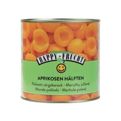 Aprikosenhälften eingelegt mit Zucker 820 g Dose von Happy Frucht - 3 Varianten