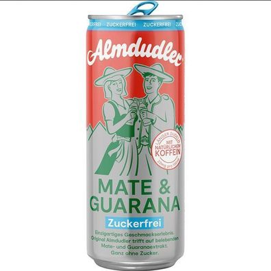 Almdudler Mate & Guarana Zuckerfrei mit natürlichen Koffein 0,33L -3 Stückzahlen