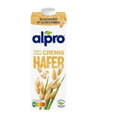 Alpro Hafer cremig Laktosefrei, Vegan Calcium Ballaststoff 1 Liter 4 Stückzahlen