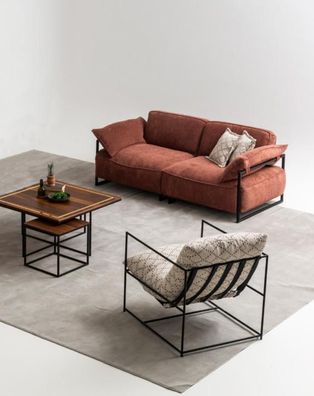 Wohnzimmer Rosa Textil Sofa 3 Sitzer Luxus Möbel Sitz Design Lounge neu