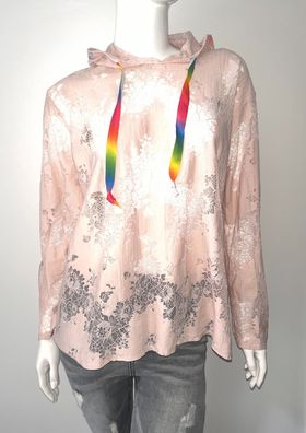 Damen Leichte Bluse Kapuze Spitze Rosa Babyrosa Regenboden Pride LGBT NEU
