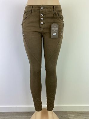 Damen Jeans Lexxury Braun Reißverschluss (ähnl. Jewelly & Karostar) NEU
