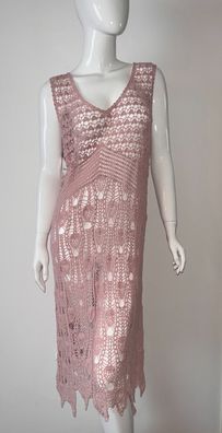 Damen Strickkleid Sommerkleid Strandkleid Kleid Altrosa Rosa Ibiza Onesize NEU