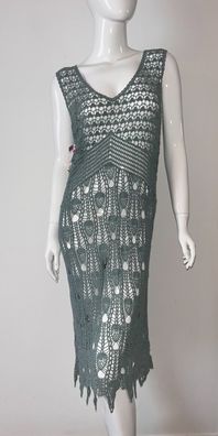 Damen Strickkleid Sommerkleid Strandkleid Kleid Grün Ibiza Onesize NEU