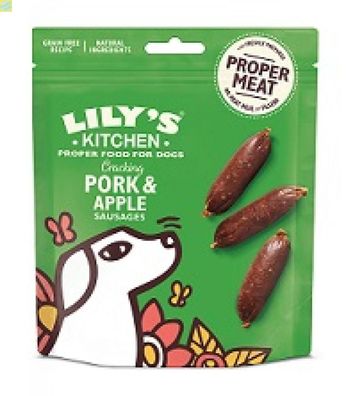 8 x Lilys Kitchen Dog Treats Cracking Pork &amp; Apple Sausages 70g