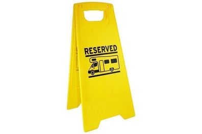 Parkplatz Reservierungsschild Schild “Reserved” mit Handgriff gelb Wohnmobil