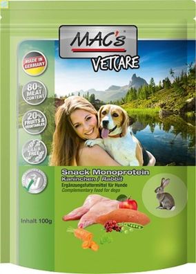 9 x MACs Dog Mono Snack Kaninchen 100g