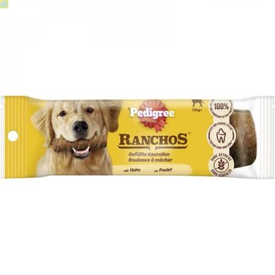 15 x Pedigree Ranchos Beutel Gefüllte Kaurolle Maxi mit Huhn 80g