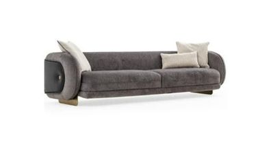 Wohnzimmer Grau Textil Sofa 4 Sitzer Luxus Möbel Sitz Design Couch Lounge