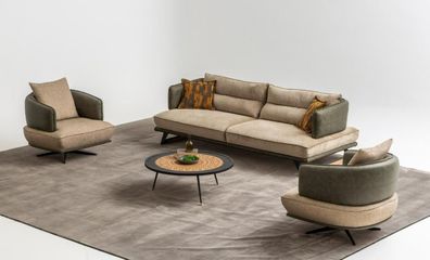 Wohnzimmer Modern Sofa Set Designer Couch Garnitur Polster 3-Sitzer 2x Sessel