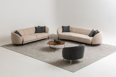 Sofagarnitur 4 3 1 Sitzer Wohnzimmer Komplett Sofas Set Beige Modern Set