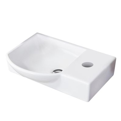 Fackelmann 82390 Waschbecken Gäste-WC Keramik 45 cm weiß für Unterschränke links