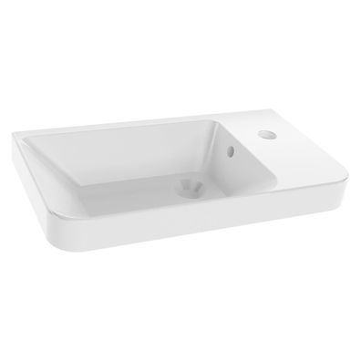 Fackelmann 82396 Waschbecken für Gäste-WC Mulde links Keramik 50 cm weiß