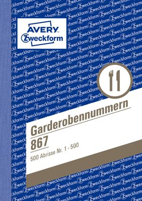 Avery Zweckform 867 Garderobenummer A6 farbig sortiert 1-500