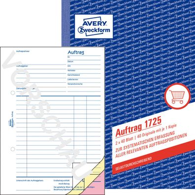 Avery Zweckform 1725 Auftrag A5 SD 2x40 Blatt MwSt