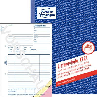 Avery Zweckform 1721 Lieferschein Empfangsschein A5 SD 3x40 Blatt