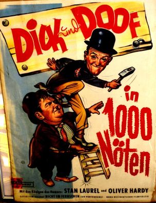 Dick & Doof in 1000 Nöten Stan Laurel Oliver Hardy 84 x 60cm Original Kinoplakat