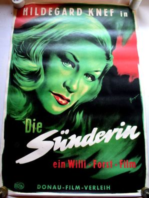 Die Sünderin Hildegard Knef A1 84 x 60cm Original Kinoplakat