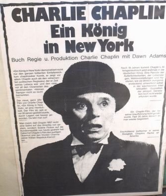 Ein König in New York Charlie Chaplin Filmposter A 1 Original Kinoplakat 60/84