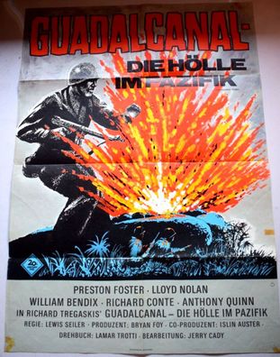 Guadalcanal Die Hölle im Pazifik Quinn Filmposter A 1 Original Kinoplakat 60/84