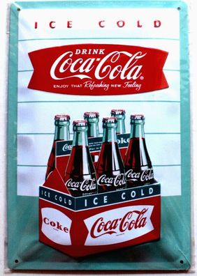 Drink Coca Cola Ice Cold Getränk Blechschild - ca. 20 x 30 cm NEU / OVP