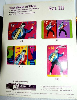 Elvis Presley - TK Telefonkarte/ Phonecard USA Amerivox 4 Karten mit Folder