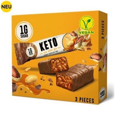 Erdnussriegel Schoko KETO Ketogene Lebensmittel - 3X30g Vegan Ketofabrik