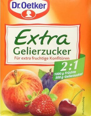 Dr. Oetker Gelierzucker Extra 2:1, 500 g, fertiger Gelierzucker, zum Selbermache