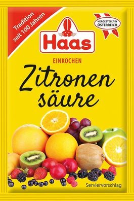 Haas Zitronensäure Citronensäure kristallin zum Einkochen , 5x25 g 3 Stückzahlen