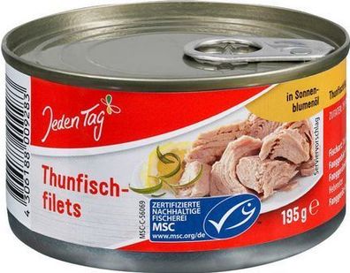 Thunfisch Filets in Sonnenblumenöl, geschnitten je 195g - 3 Varianten